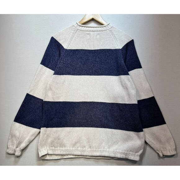 Eddie Bauer Women's Pullover Sweater Knit Long Sleeve Stretch Blue White Stripe - Picture 2 of 11
